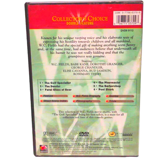 W.C. Fields Vintage Collector's Choice Dvd 1999 Double Feature Movie Collectible - Picture 2 of 6